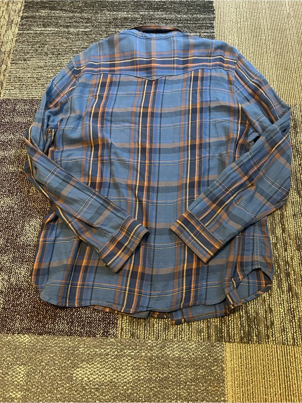 True Religion Brand Blue Plaid Long-Sleeve Shirt